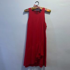 Red sleeveless dress with zippered back
